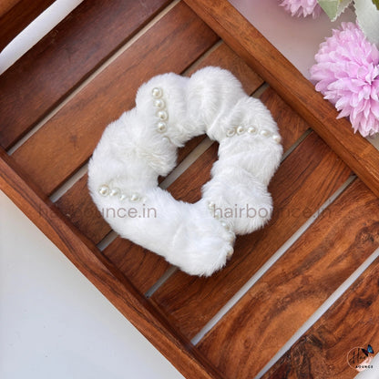 Luxury Pearl Fur Scrunchie