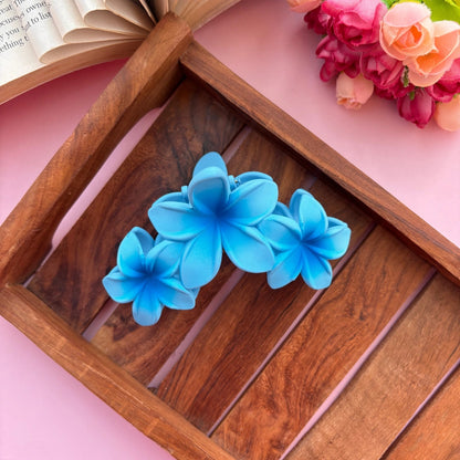 Lilly Matte Finish Triple Flower Hair Claw - Large