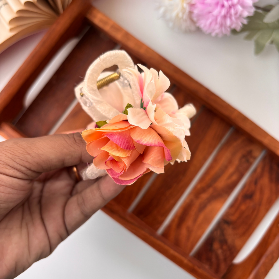 Velvet Bloom Flower Hair Claw - Medium