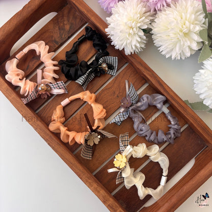 Chic Floral Ribbon Scrunchie