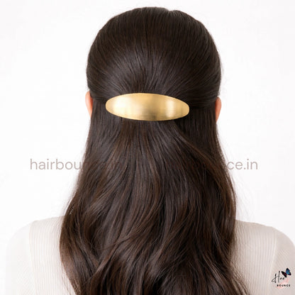 Ombre Luxe Ribbed Metallic Oval Barrette – Signature Glow Collection
