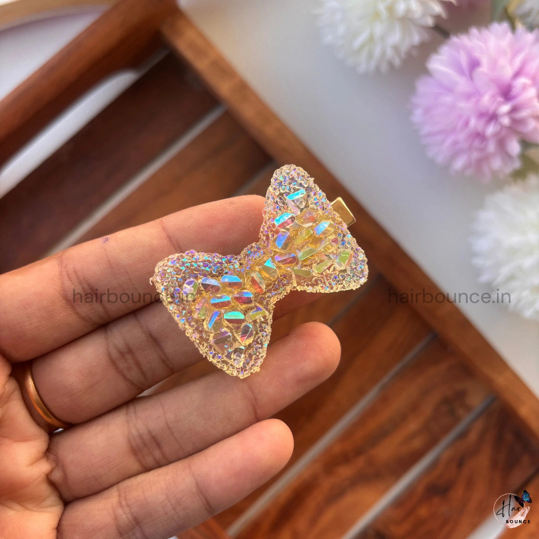 Holographic Sparkle Bow Hair Clip