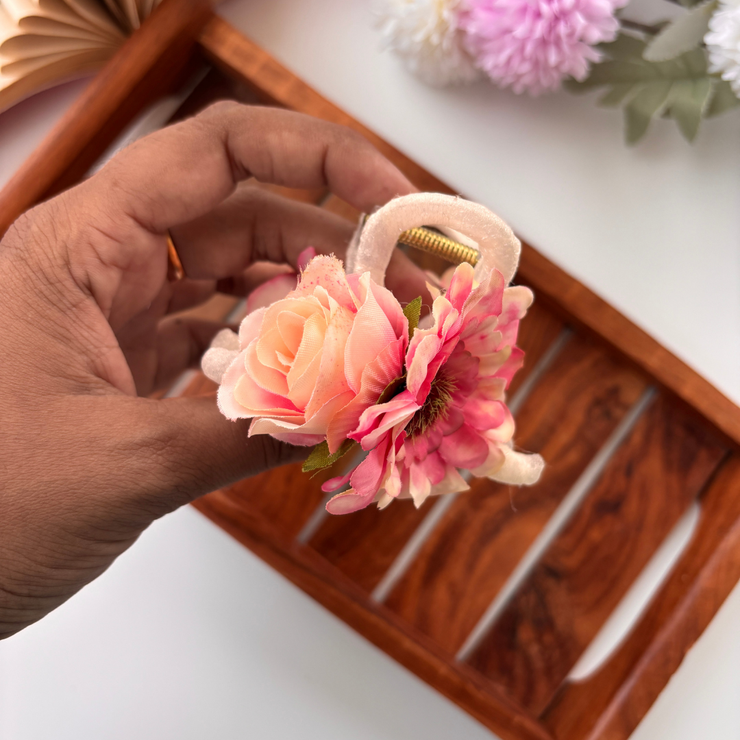 Velvet Bloom Flower Hair Claw - Medium