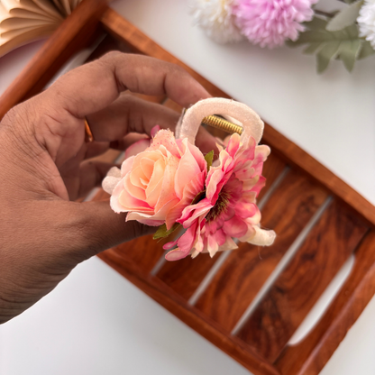 Velvet Bloom Flower Hair Claw - Medium