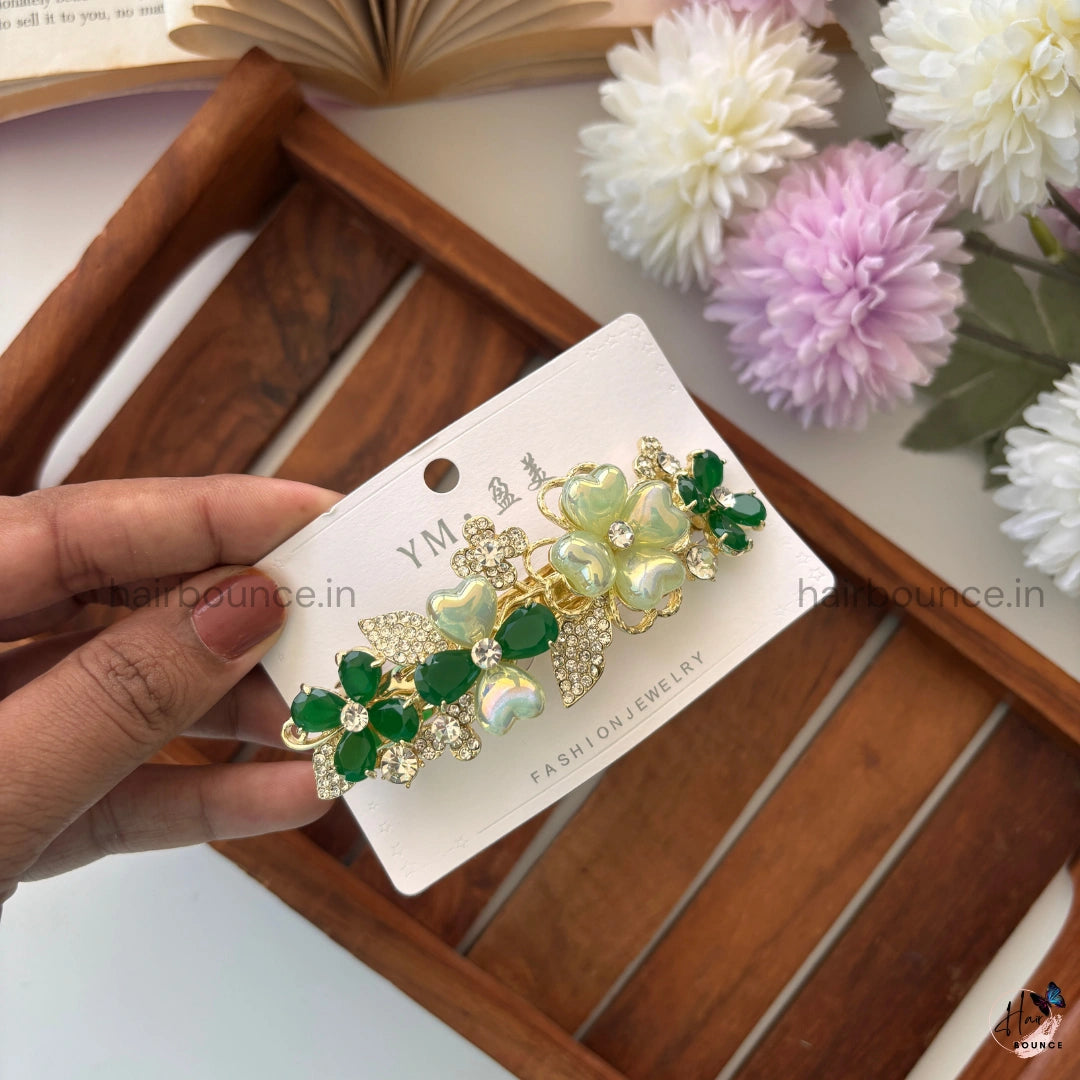 Crystal Heart Garden Bar Clip