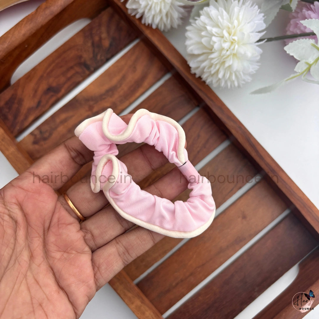 Pastel Ruffle Edge Fabric Hair Scrunchies for Women & Girls