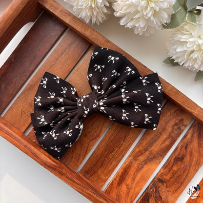 Mini Floral Print Bow Hair Clip