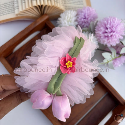 Bloom Tulip Mesh Floral Headband for Girls – Premium Kids Hair Band