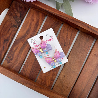 Pastel Lined Butterfly Clip Set