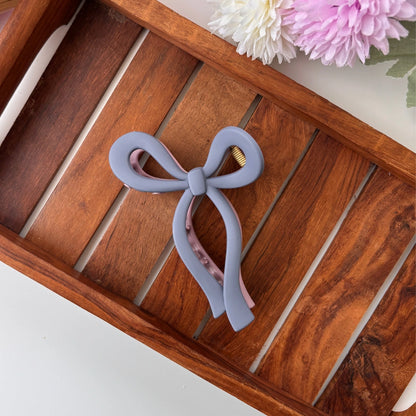 Dual Colour Ribbon Bow Hair Claw - Large