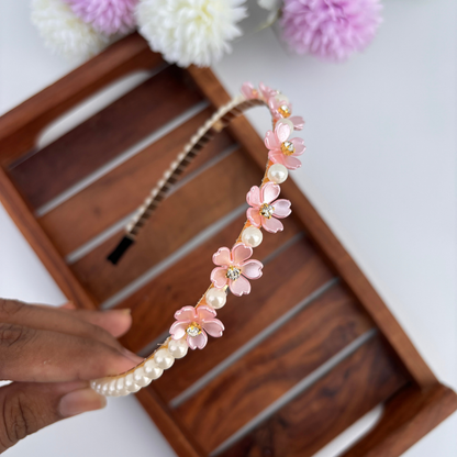 Pearl Blossom Floral Hairband