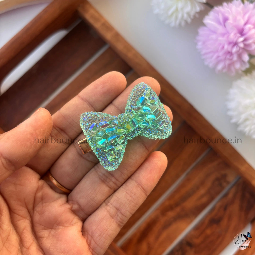 Holographic Sparkle Bow Hair Clip