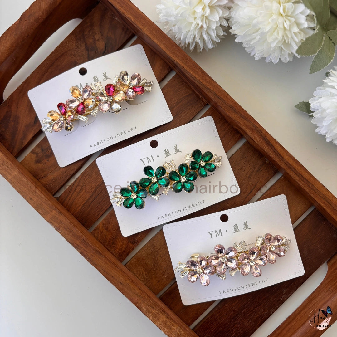 Emerald Luxe Crystal Bloom Center Clip