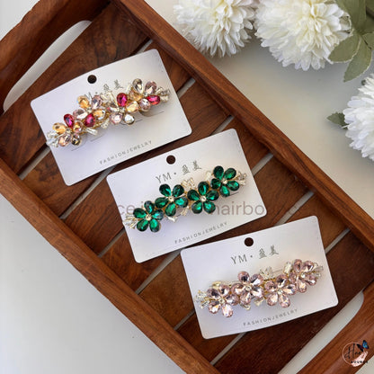 Emerald Luxe Crystal Bloom Center Clip