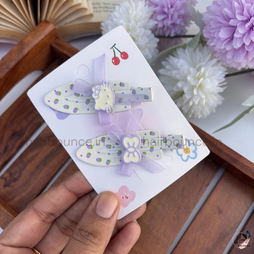 Lavender Kitty Bow Alligator Hair Clips – Pack of 2