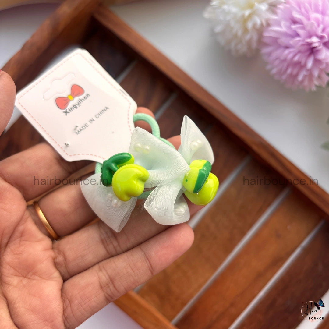 Pastel Bow Rubber Bands with Cute Charms