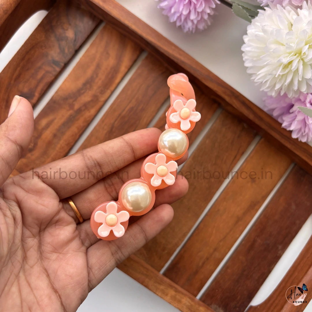 Pearl Blossom Banana Hair Clip – Large