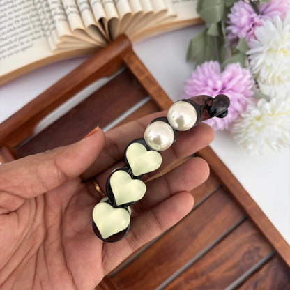 Pearl Heart Banana Clips