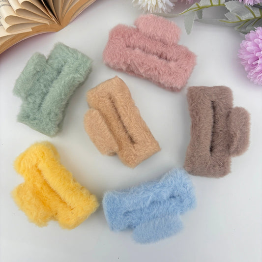 Furry Rectangle Hair Claw - Large