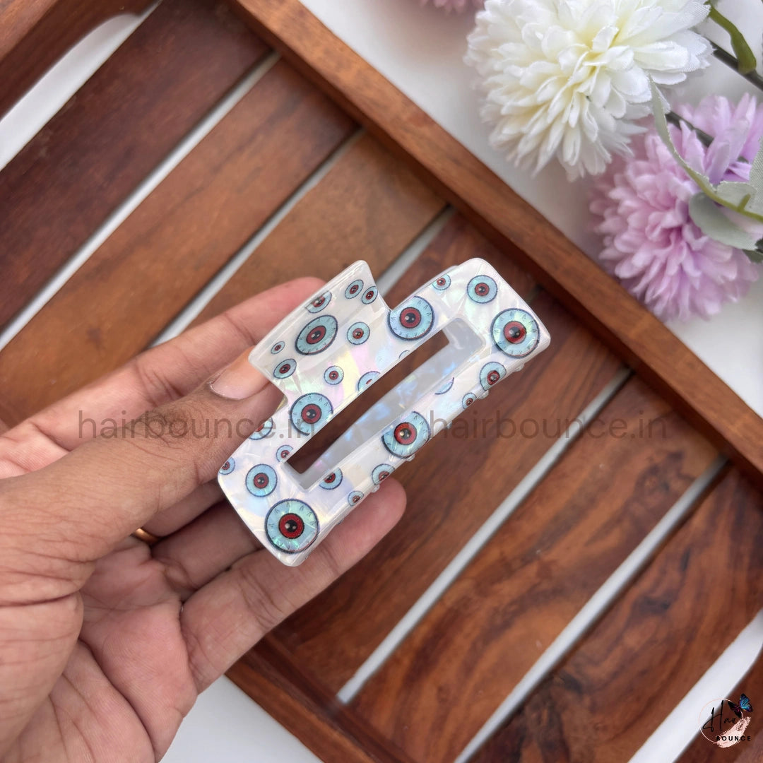Evil Eye Rectangular Hair Claw - Medium