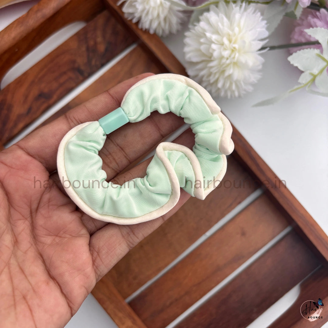 Pastel Ruffle Edge Fabric Hair Scrunchies for Women & Girls