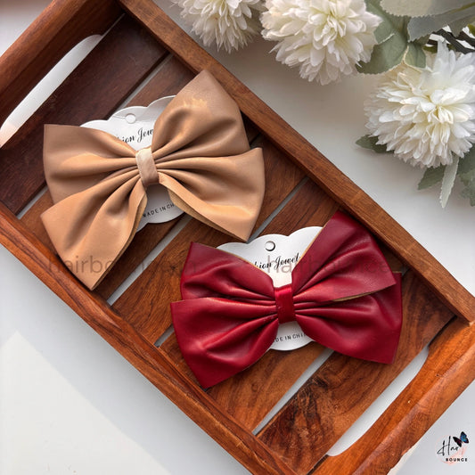Leather Bow Hair Clip
