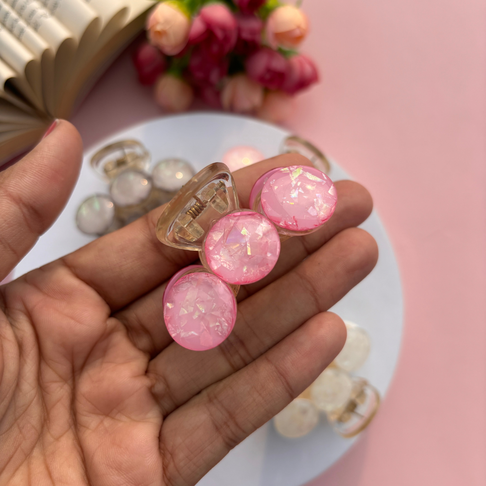 Colourful Marble Finish Hair Claw - Medium