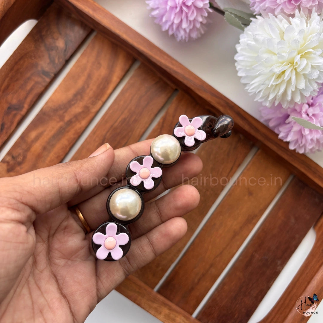 Pearl Blossom Banana Hair Clip – Large