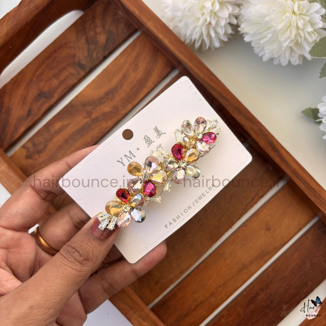Emerald Luxe Crystal Bloom Center Clip
