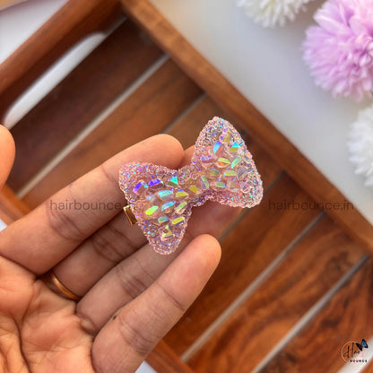 Holographic Sparkle Bow Hair Clip
