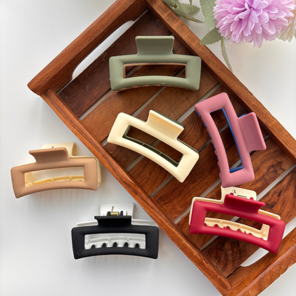 Dual Colour Smooth Rectangle Hair Claw - Large
