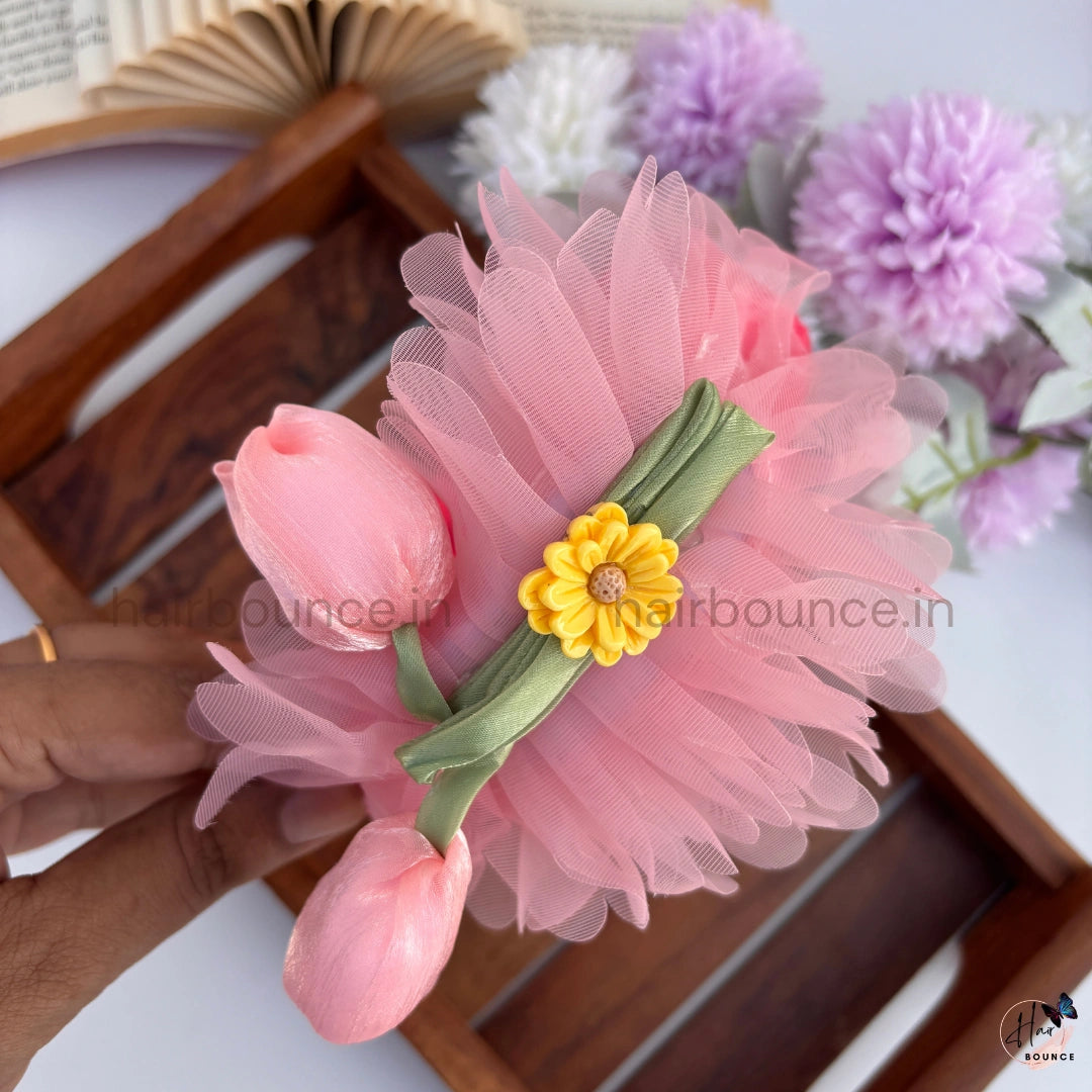 Bloom Tulip Mesh Floral Headband for Girls – Premium Kids Hair Band