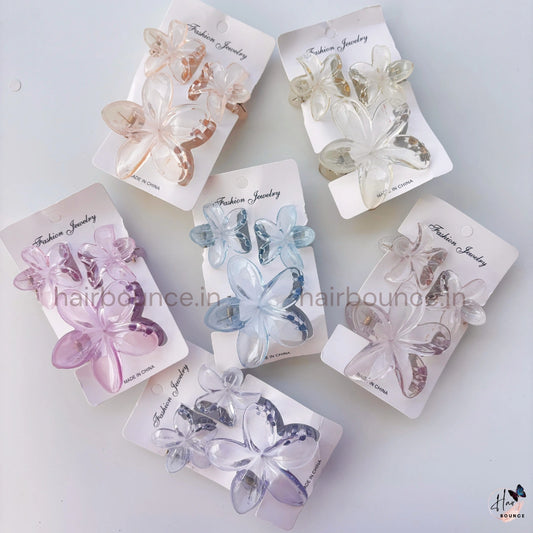 Crystal Petal Hair Claw – Set of 3