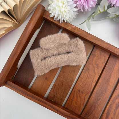Furry Rectangle Hair Claw - Large