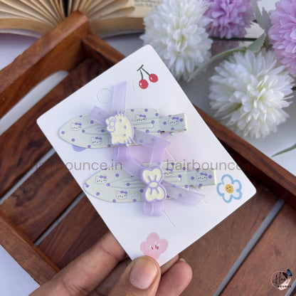 Lavender Kitty Bow Alligator Hair Clips – Pack of 2