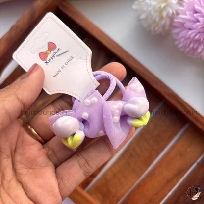 Pastel Bow Rubber Bands with Cute Charms