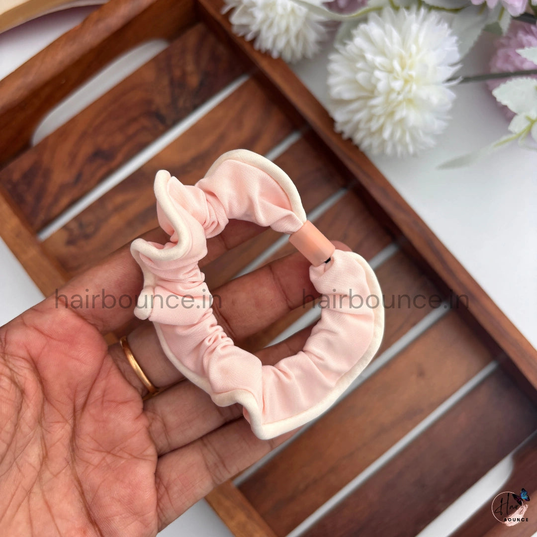 Pastel Ruffle Edge Fabric Hair Scrunchies for Women & Girls