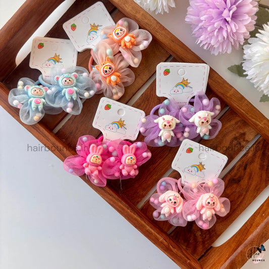Pom-Pom Teddy Organza Hair Rubber Bands