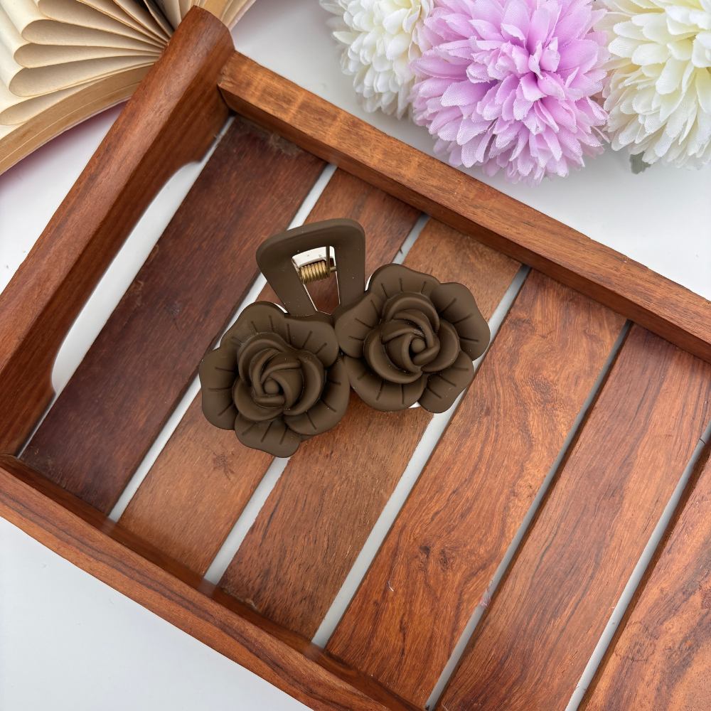 Dual Colour Twin Rose Hair Claw - Large