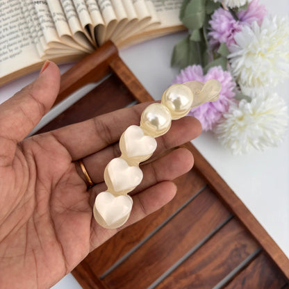 Pearl Heart Banana Clips