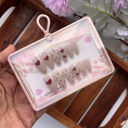 Sweetheart Press-On Nail Set – Reusable Fake Nails (12 Colours)