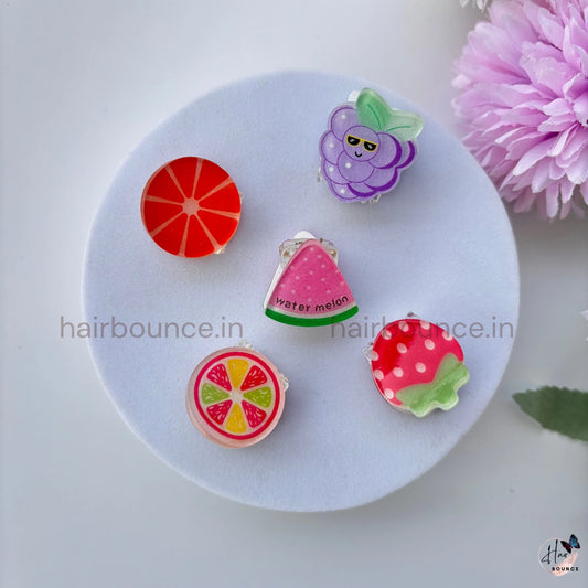 Cute Fruit Mini Hair Clips Set - Pack of 5