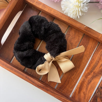 Fluffy Bow Plush Scrunchie