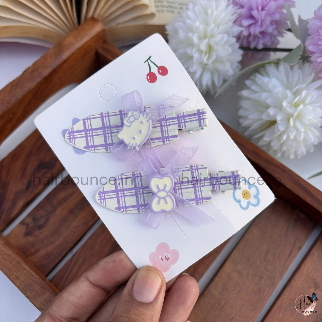 Lavender Kitty Bow Alligator Hair Clips – Pack of 2