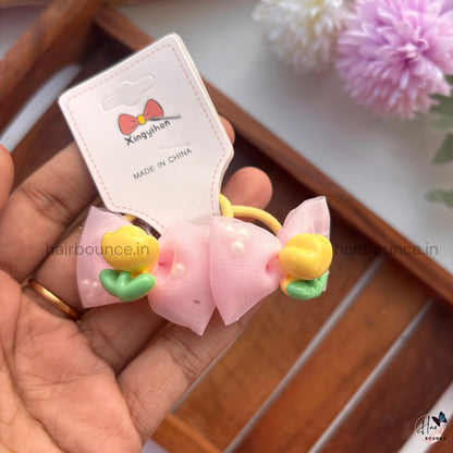 Pastel Bow Rubber Bands with Cute Charms