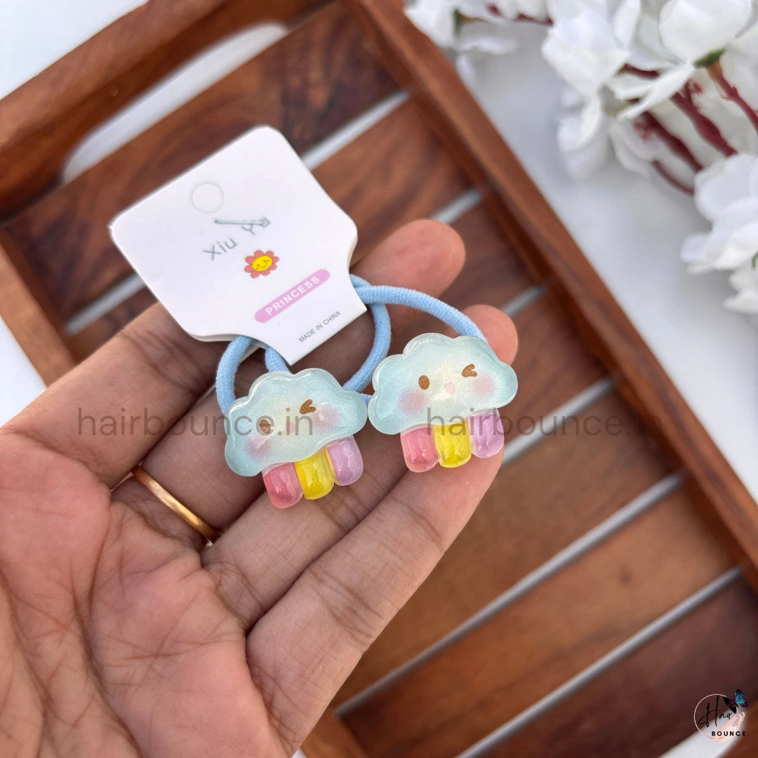 Cute Unicorn & Rainbow Ponytail Rubber Bands for Girls – Pack of 2