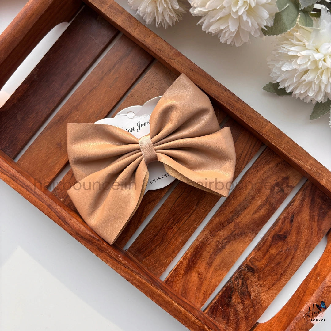 Leather Bow Hair Clip