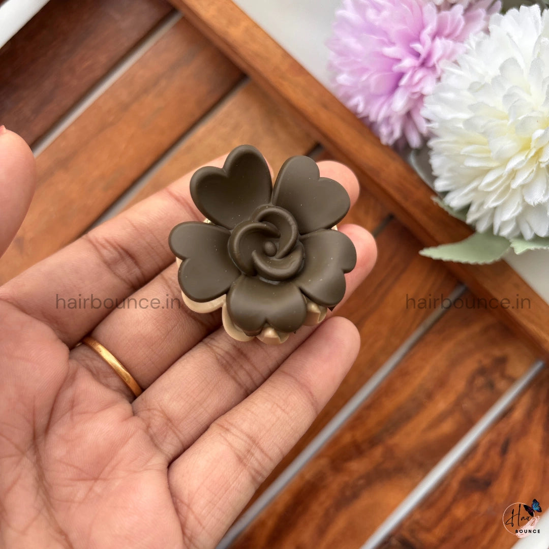 Dual Colour Rose Bloom Hair Claw - Small