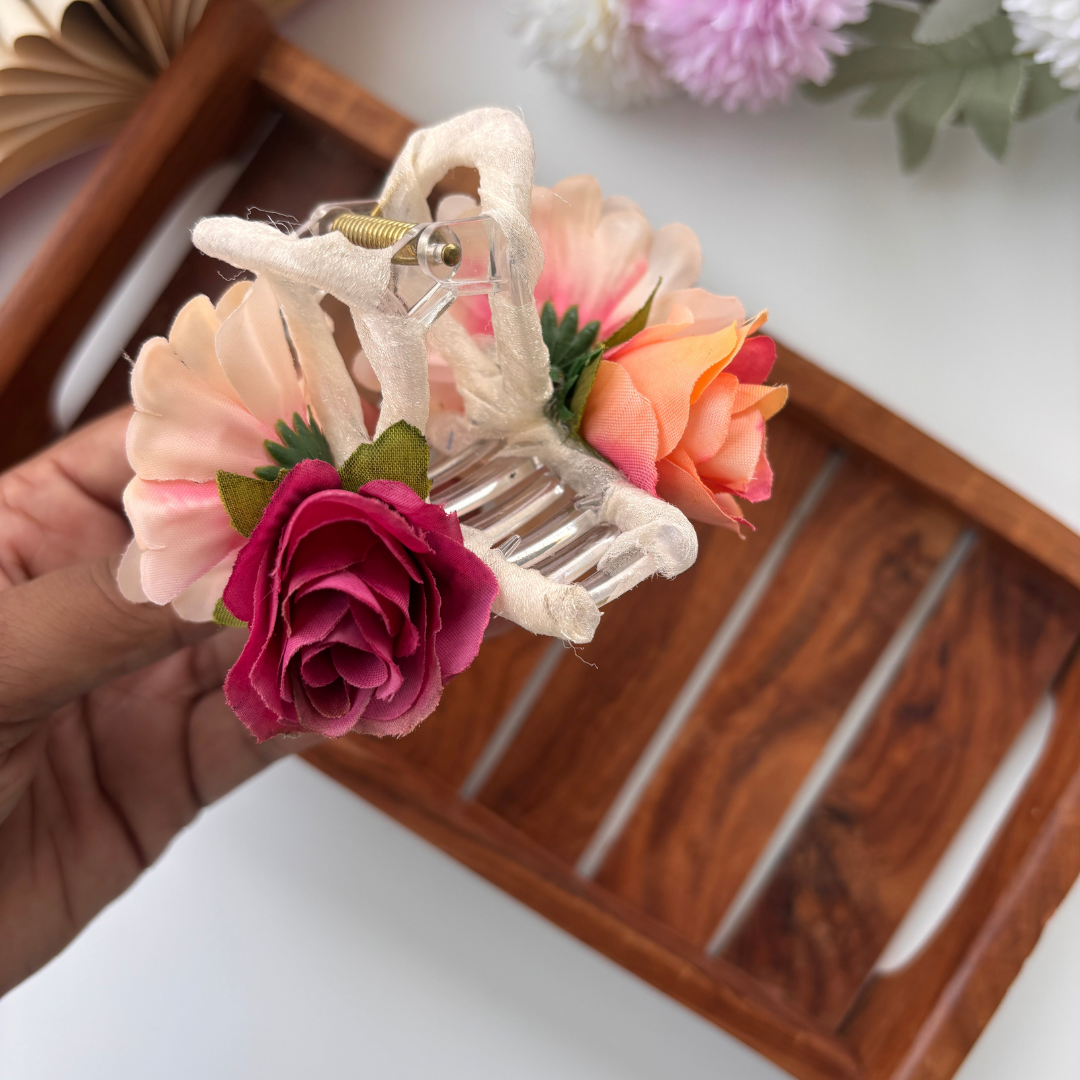 Velvet Bloom Flower Hair Claw - Medium