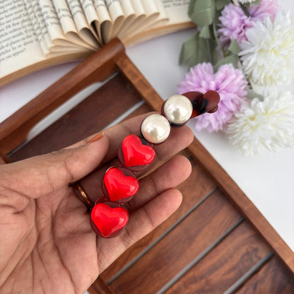 Pearl Heart Banana Clips